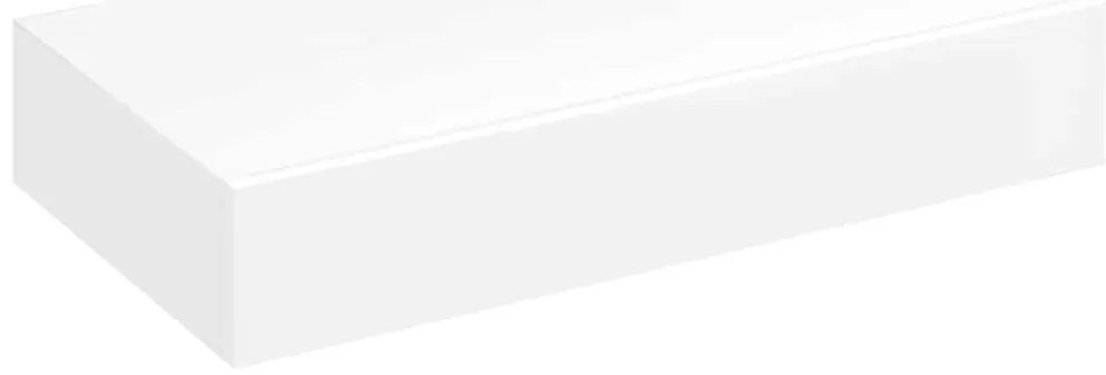 242187 vidaXL Бял МДФ плаващ стенен рафт с 1 чекмедже за съхранение на книги/DVD