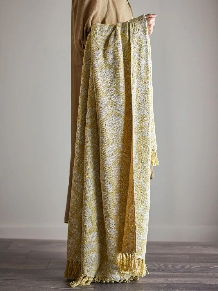 Жълто одеяло със смес от памук 130x155 cm Pratello – Bloomingville