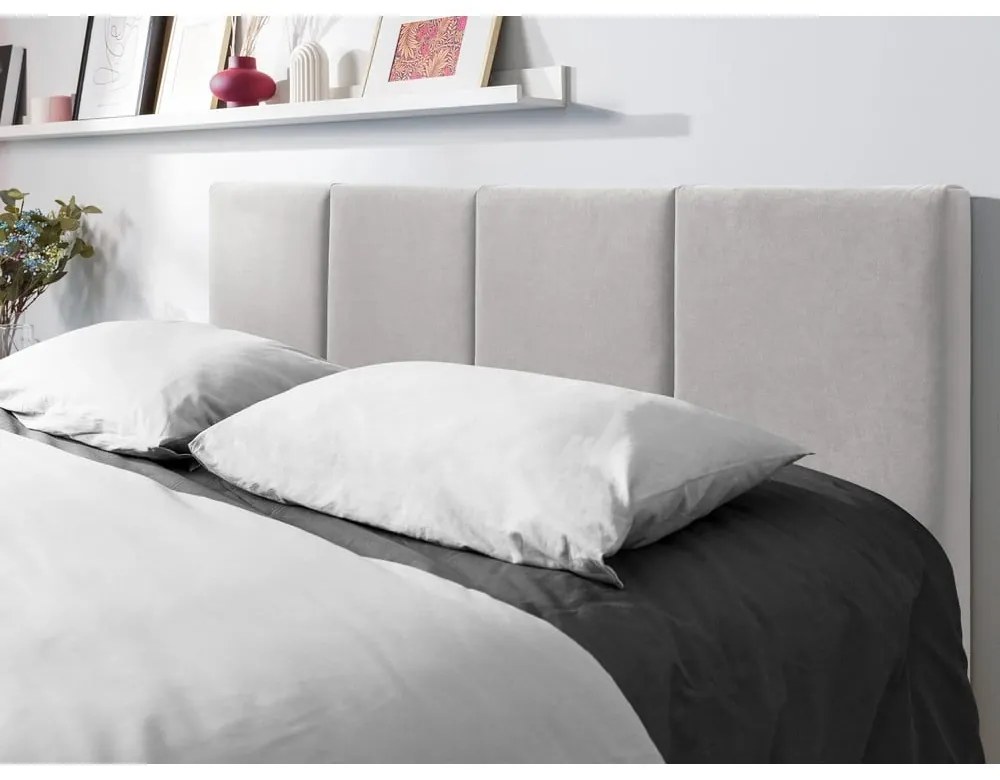 Светлосиво кадифено двойно легло , 140 x 200 cm Juniper - Mazzini Beds