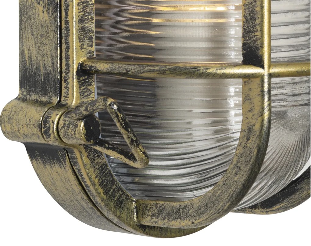 Външна стенна и таванна лампа антично злато овална IP44 - Noutica