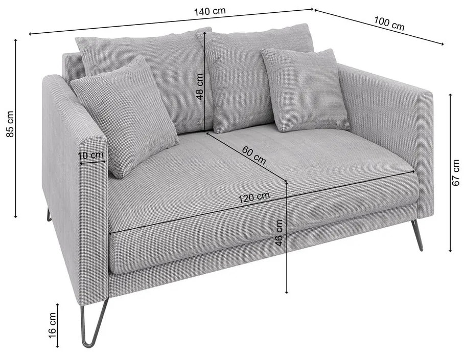 Светлосив шенилов диван 140 cm Freya – Ropez