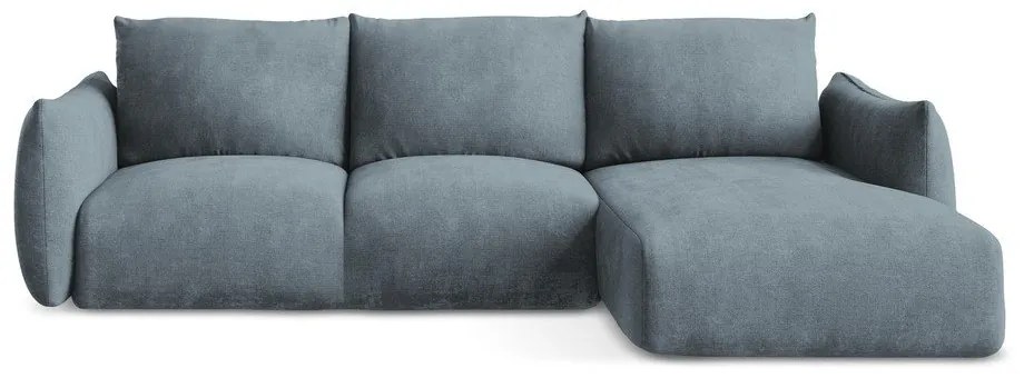 Син шенилов сгъваем ъглов диван (десен ъгъл) Leila – Makamii