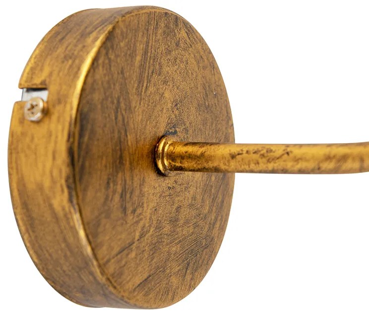 Винтидж стенна лампа златиста с черен кадифен абажур - Matt