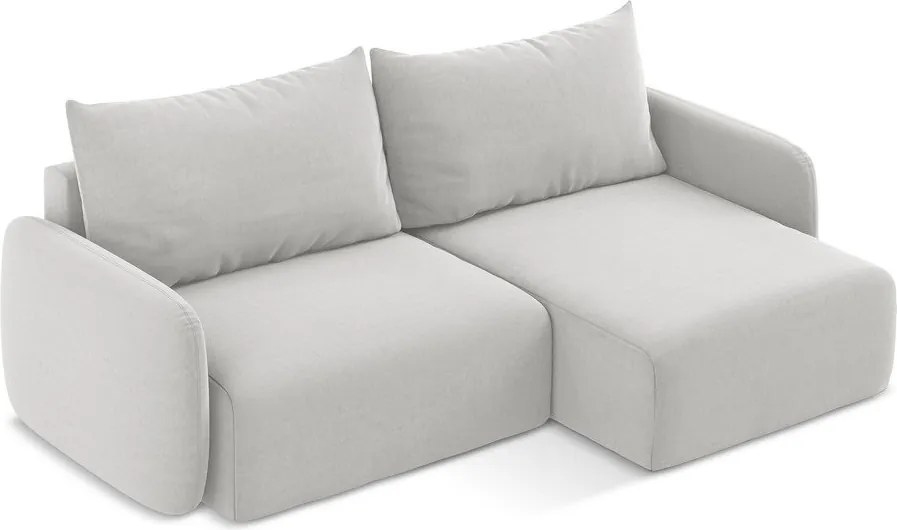 Светлосив кадифен сгъваем/с място за съхранение ъглов диван (десен ъгъл) Kalena – Makamii