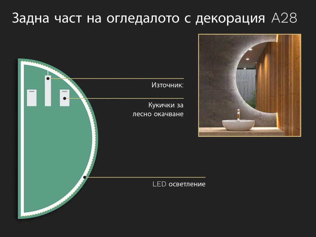 Нестандартно LED огледало с подсветка A28