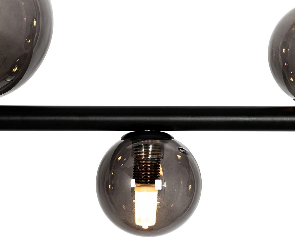 Черен висящ аплик с опушено стъкло овал 8-светлина - Monaco