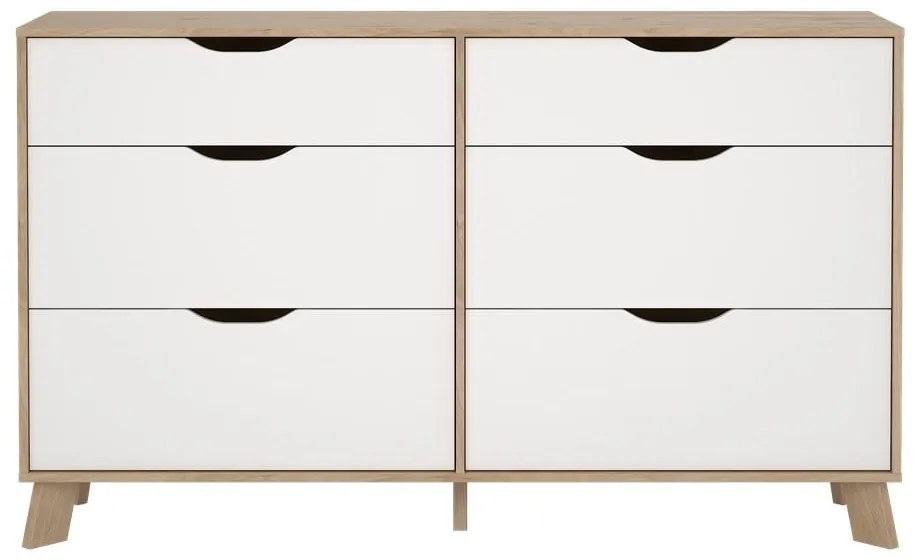 Скрин от дъбов декор в бял и естествен цвят 156x92x40 cm Ikast – Tvilum