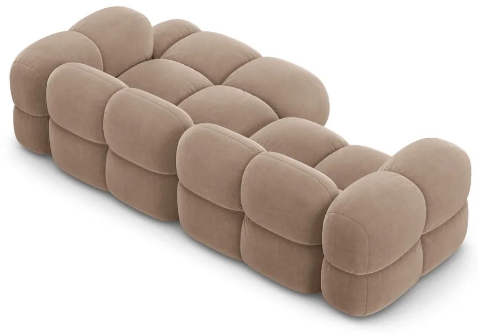 Кафяв кадифен ъглов диван (десен ъгъл) Loretto – Cosmopolitan Design