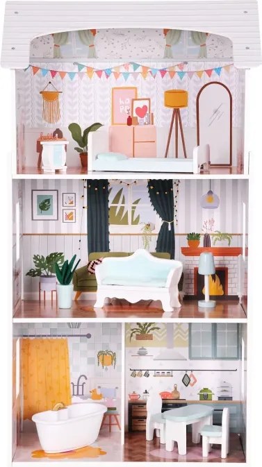 Дървена къща за кукли ALICE - 3 етажа + мебели