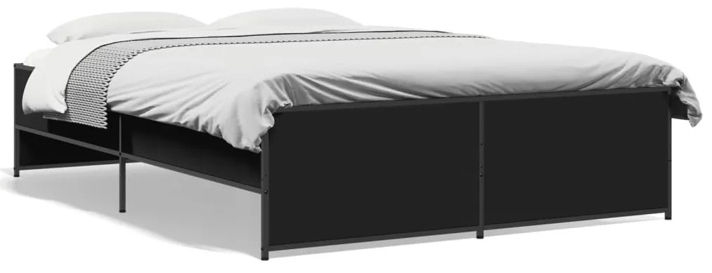 3279892 vidaXL Рамка за легло, черна, 120x200 см, инженерно дърво и метал