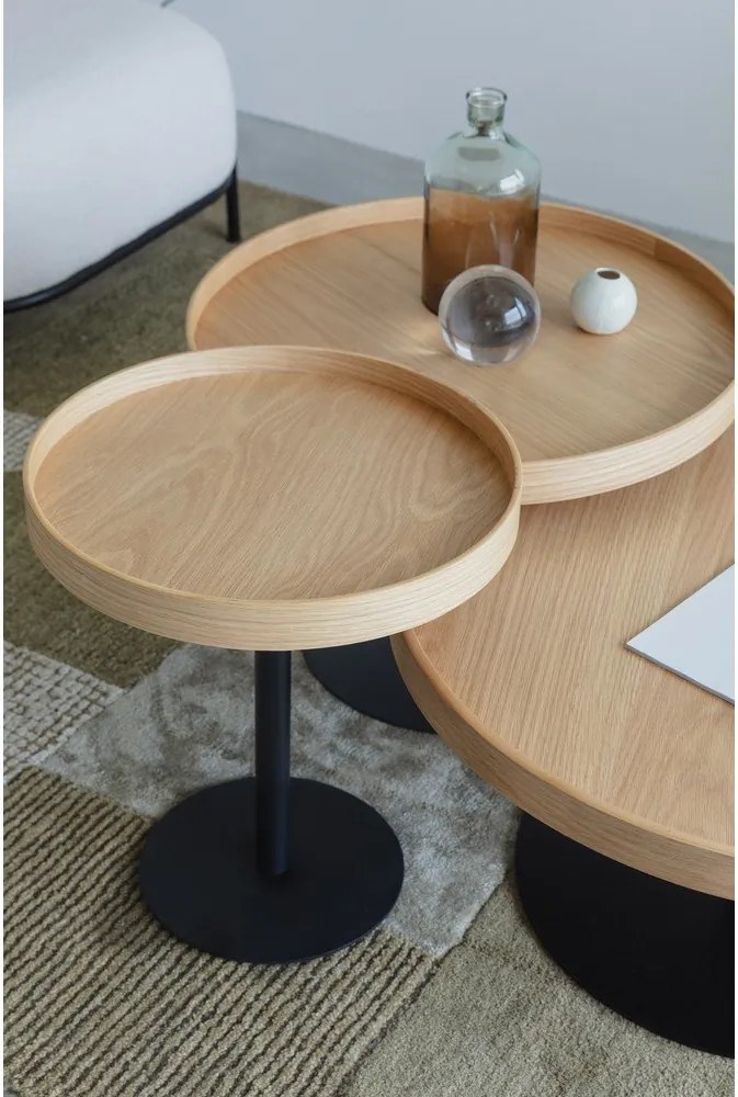 Кръгла странична масичка с дъбов плот ø 40 cm Yuri S – White Label