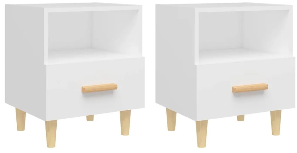 812007 vidaXL Нощни шкафчета, 2 бр, бели, 40x35x47 см