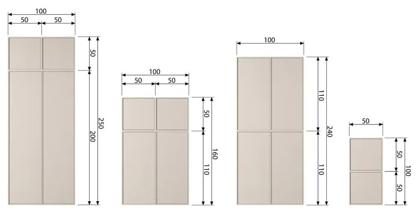 Кремав модулен шкаф от борова дървесина 50x200 cm Daily - vtwonen