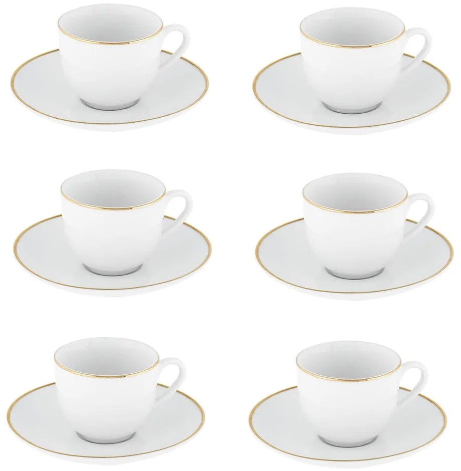 Бели порцеланови чаши в комплект от 6 бр. 100 ml Gold Chic – Villa Altachiara