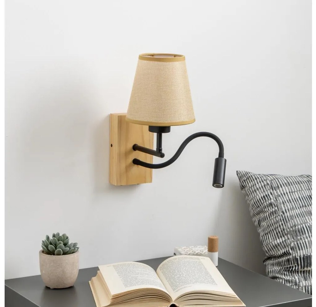 Brilagi - LED Аплик NUBILA WOOD 1xE27/25W/230V +LED/3W дъб/светлокафяво