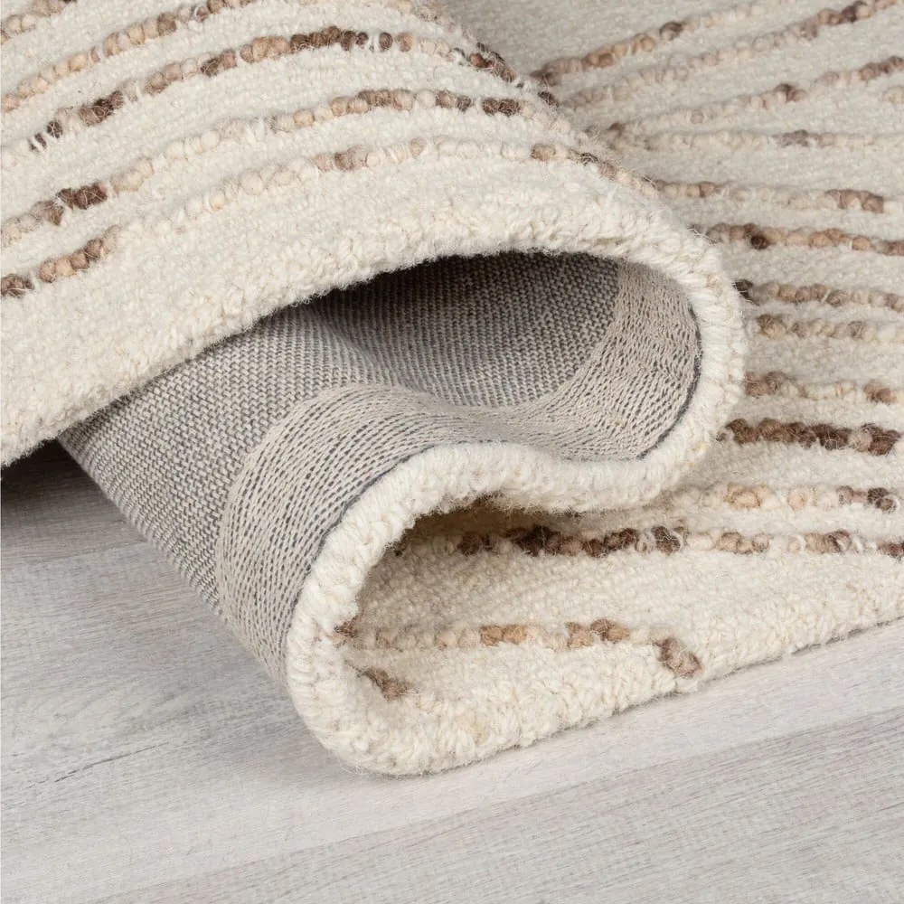 Кафяво-кремав вълнен килим 200x290 cm Abstract Swirl – Flair Rugs