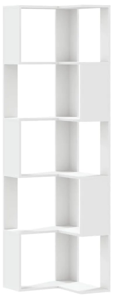 852582 vidaXL Ъглова етажерка 5 нива бял 50x50x179 см инженерно дърво