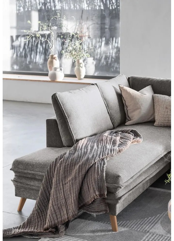 Сив разтегателен ъглов диван (ляв ъгъл) Charming Charlie – Miuform