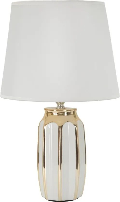 Бяла/ в златист цвят керамична настолна лампа с текстилен абажур (височина 40,5 cm) Cassy – Mauro Ferretti