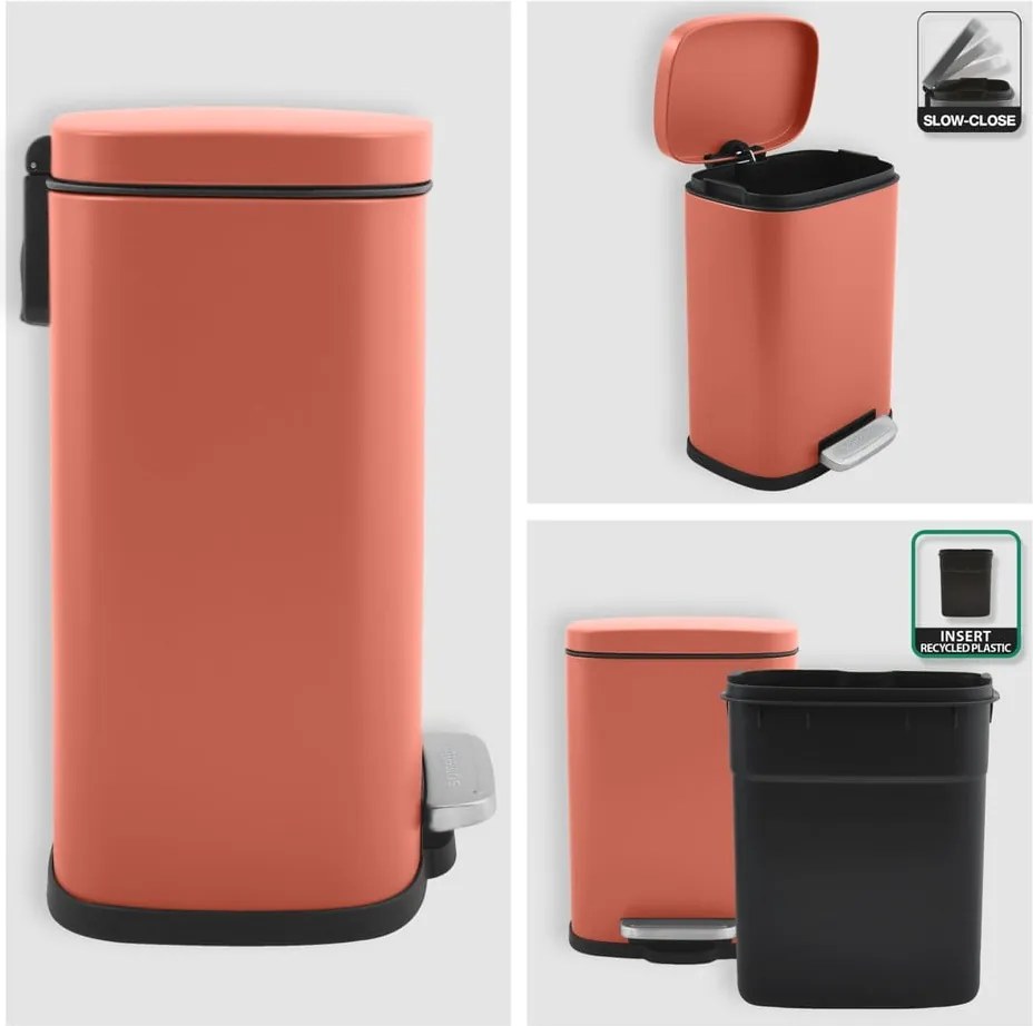 Теракотено стоманено кошче за боклук с педал 5 l Akira – Spirella