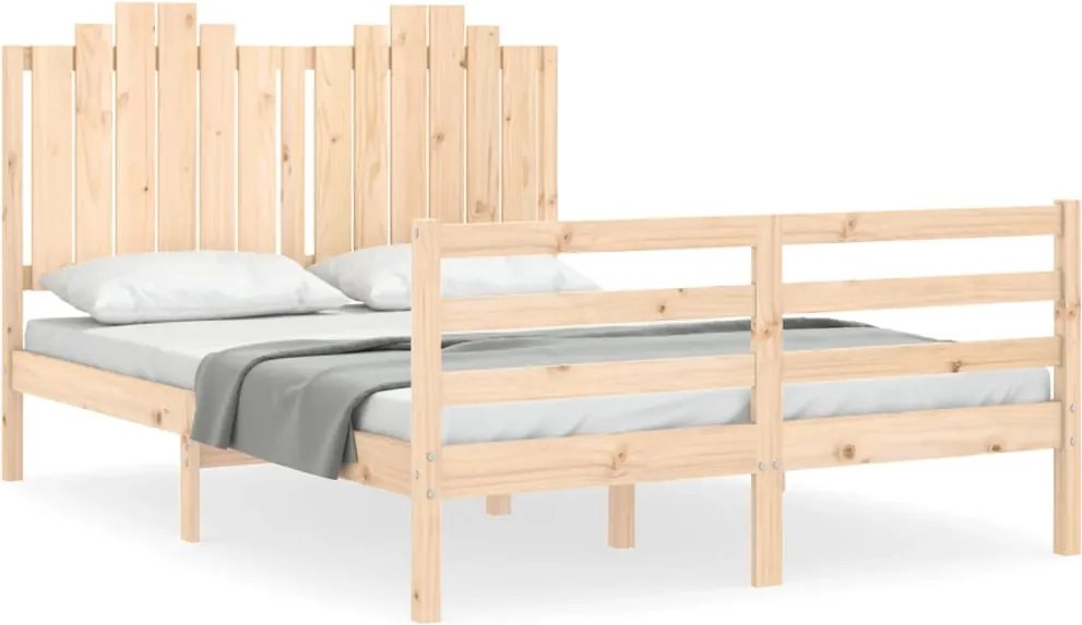 3194161 vidaXL Рамка за легло с табла, 140x190 см, масивно дърво