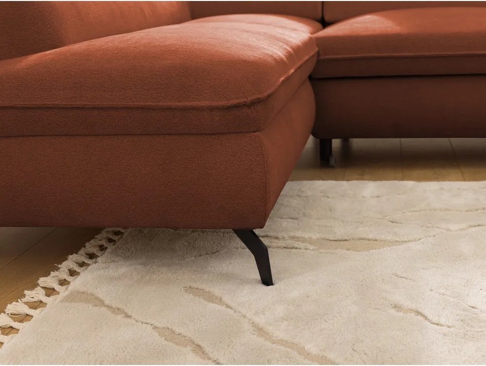 Теракотен шенилов ъглов диван (ляв ъгъл L форма) Marbeya – Ropez