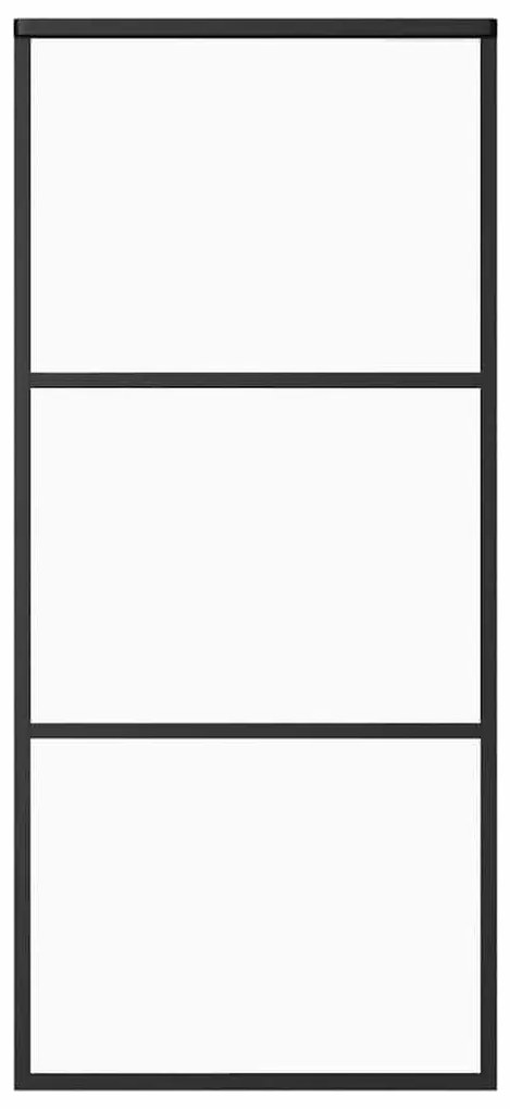151009 vidaXL Плъзгаща врата, ESG стъкло и алуминий, 90x205 см, черна