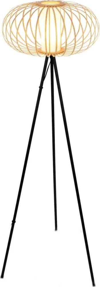 Briloner 1759011 - Подова лампа 1xE27/10W/230V бамбук/черна