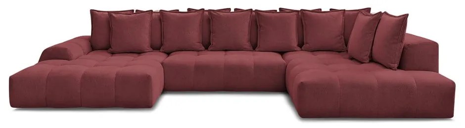 Бордо шенилов сгъваем/с място за съхранение ъглов диван (десен ъгъл/U форма) Everest – Bobochic Paris