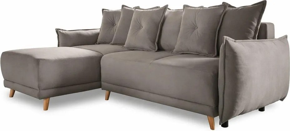 Светлокафяв велурен разтегателен диван (променлив) Lazy Lukka - Miuform