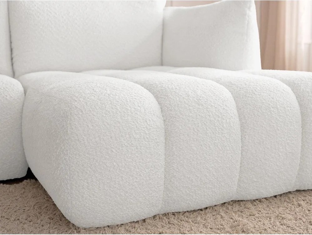 Бял ъглов диван от прежда с примки от букле (десен ъгъл) Azra – Bobochic Paris