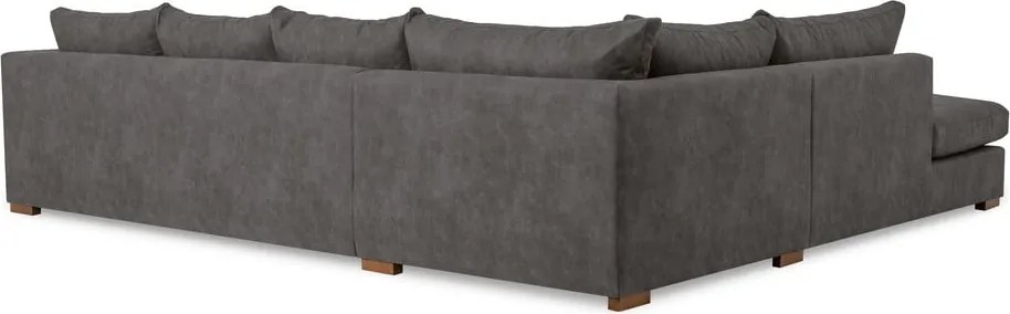 Антрацитен ъглов диван от изкуствена кожа (ляв ъгъл) Hamburg – Scandic