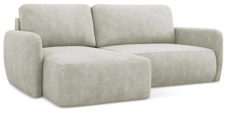 Кремав шенилов разтегателен ъглов диван с място за съхранение (ляв ъгъл) Lilo – Makamii