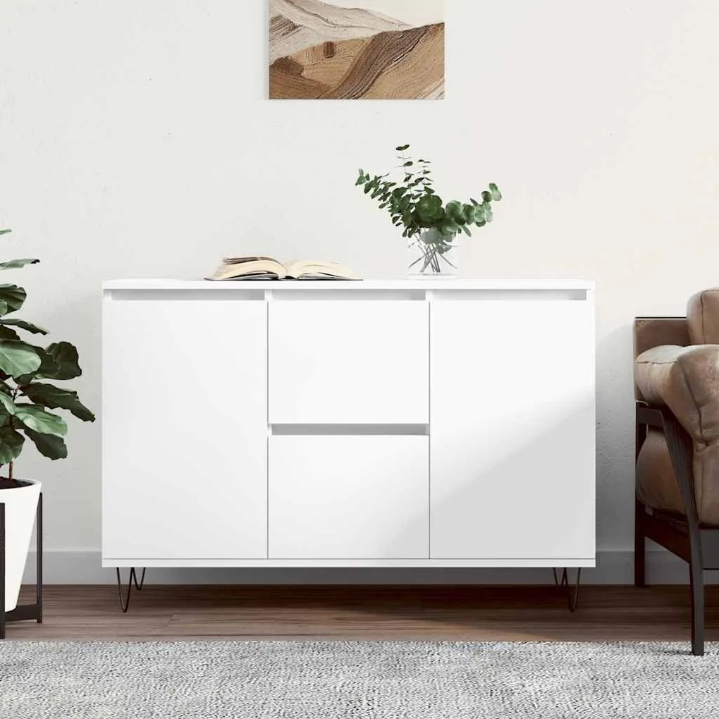 827204 vidaXL Сайдборд, бял, 101,5x35x70 см, инженерно дърво