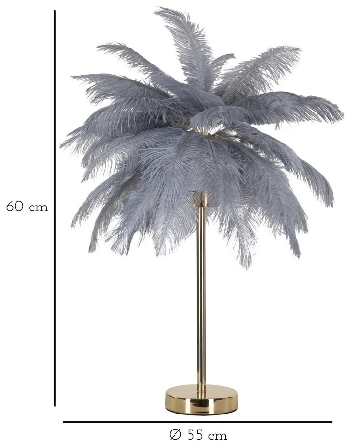 Сиво-златиста настолна лампа (височина 55 cm) Palm – Mauro Ferretti