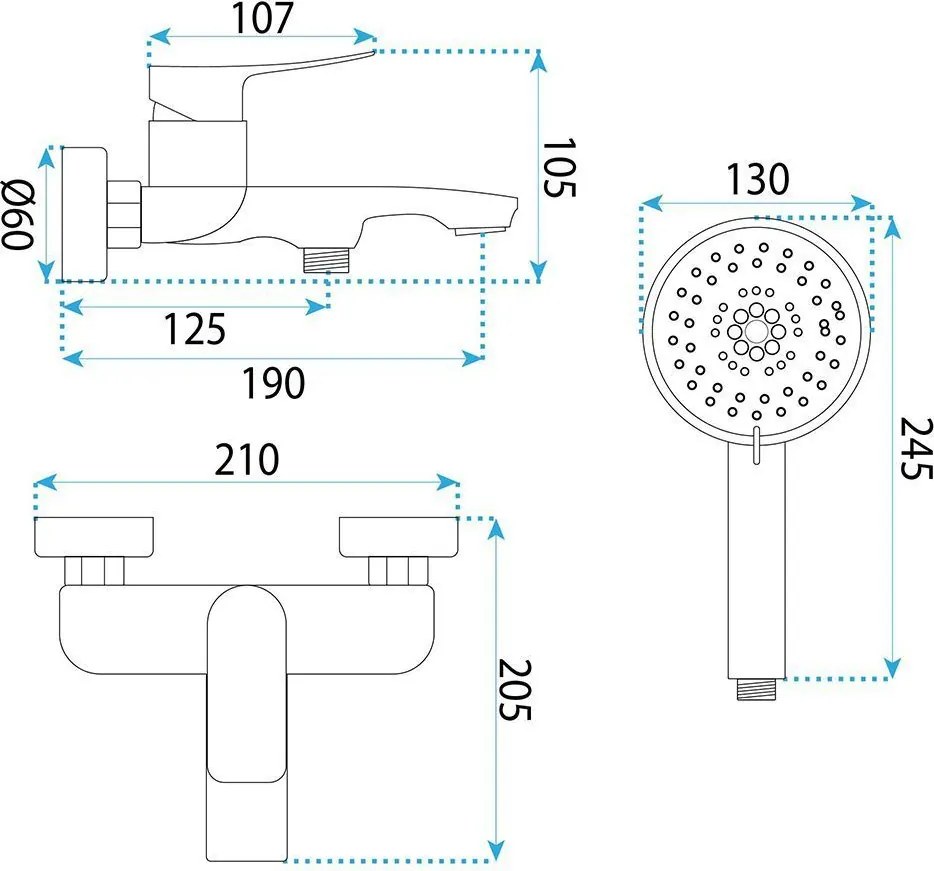Смесител за вана PREMIUM REA Vision Brush Copper