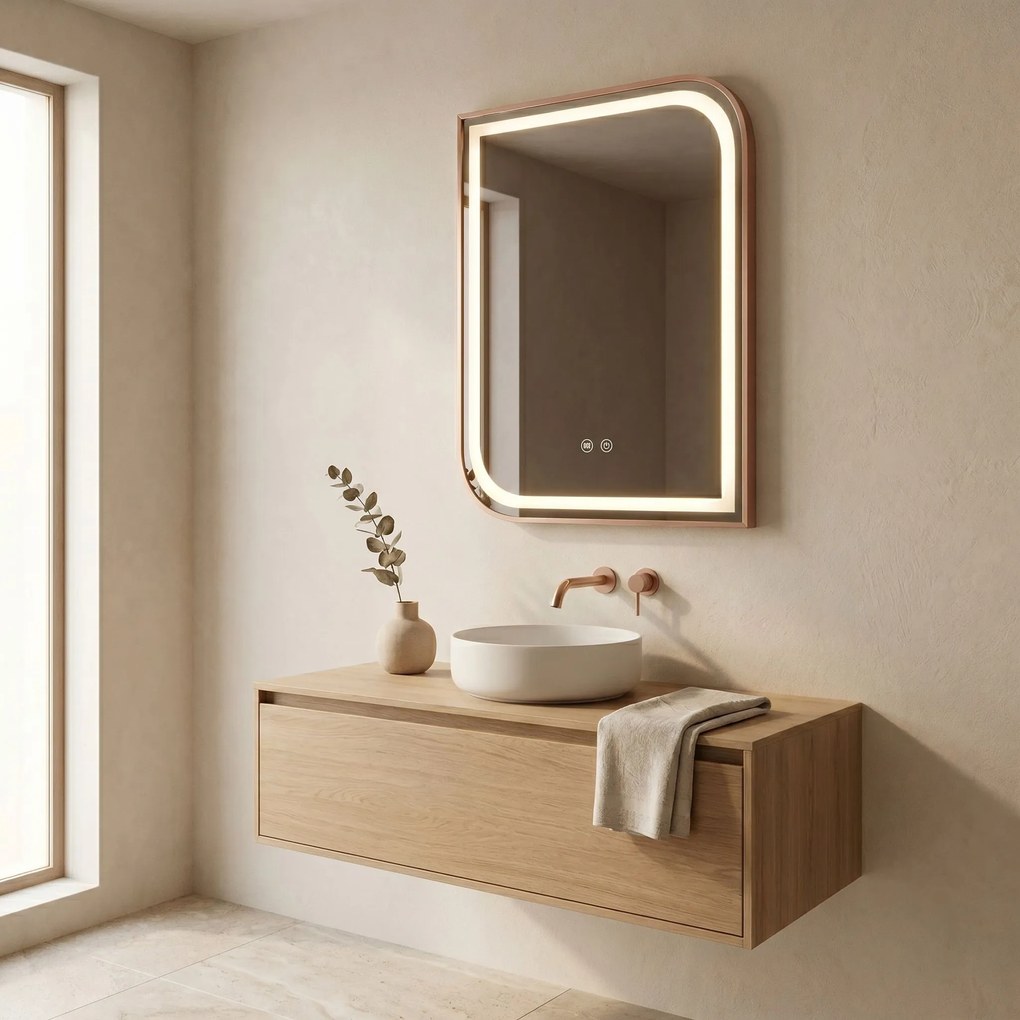 Огледало LED ZONE 70x50 BRUSH  ROSE GOLD