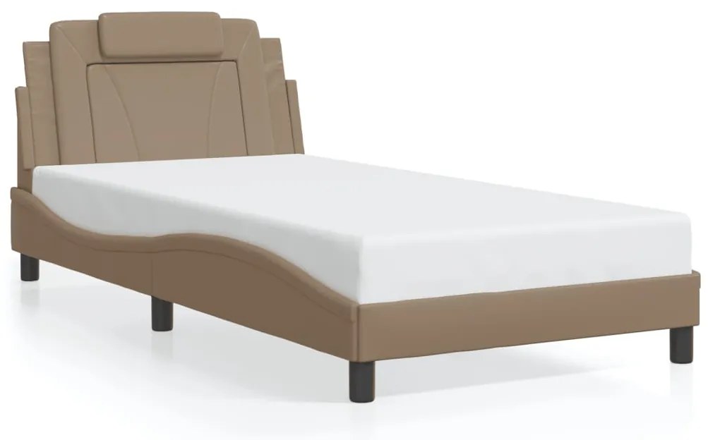 3208079 vidaXL Рамка за легло Viana без матрак, капучино, 100x200 см, изкуствена кожа