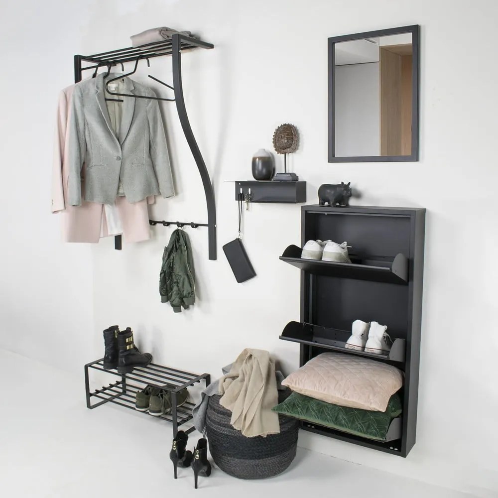 Метална стенна закачалка в сребристо с рафт Carve - Spinder Design