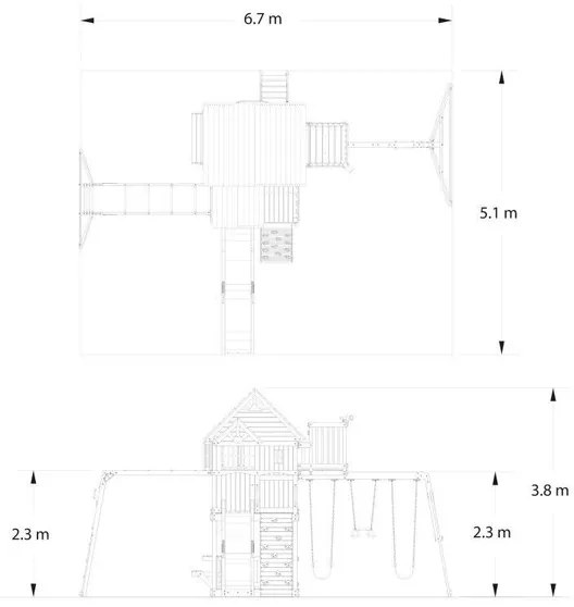 Skyfort II с пързалка, катерушка и наблюдателна кула