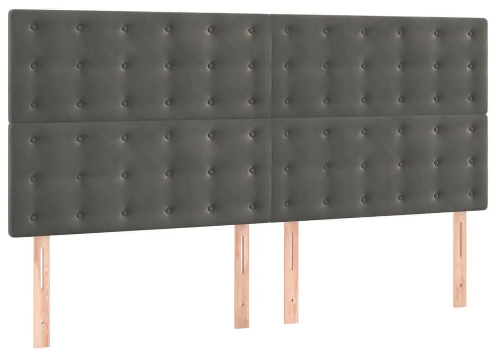 3116821 vidaXL Горни табли за легло, 4 бр, тъмносиви, 80x5x78/88 см кадифе