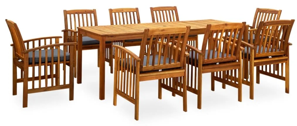 3058093  9 Piece Garden Dining Set with Cushions Solid Acacia Wood (45963+312130+2x312131)