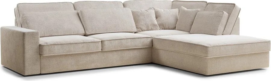 Кремав шенилов ъглов диван (десен ъгъл/L форма) Kirou – Maison de Rêve