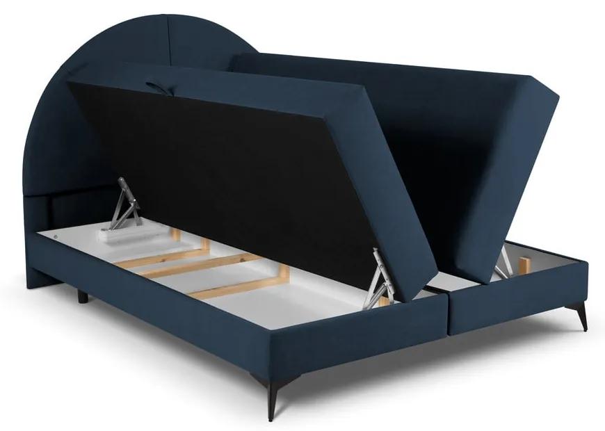 Тъмносиньо боксспринг легло с място за съхранение 180x200 cm Sunset - Cosmopolitan Design