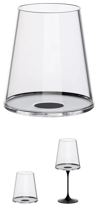 Комплект 2 бр кристални чаши за червено вино Trebonn SplitGlass 2025110, 450 мл, Ø9.2x10.5 см, Модулна система, Черен
