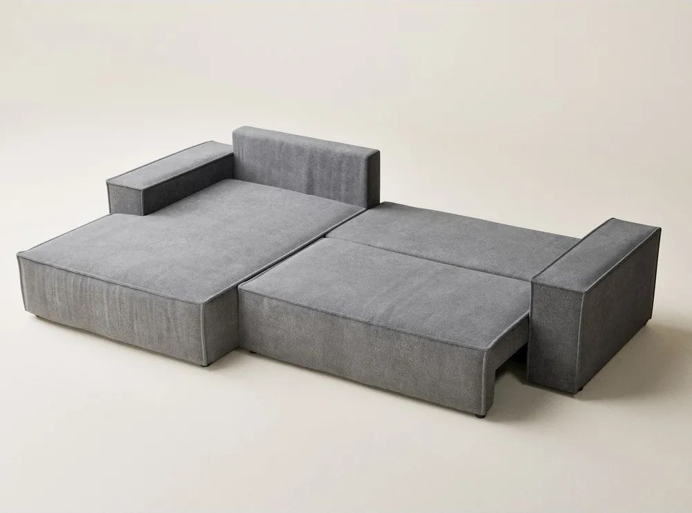 Сив шенилов сгъваем/с място за съхранение ъглов диван (ляв ъгъл) Maze – Maison de Rêve