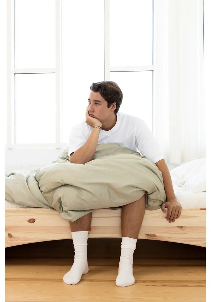 Двойно легло от масивен бор без табла в естествен цвят 180x200 cm Orbit – Karup Design