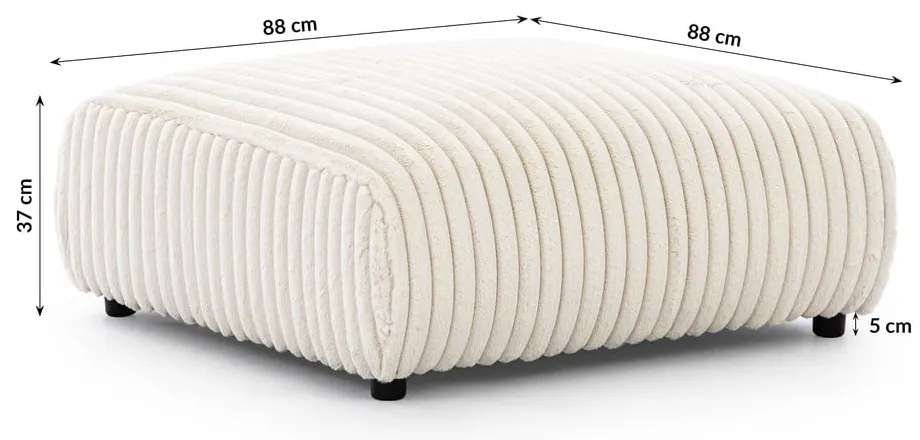 Кремава табуретка от рипсено кадифе Justin – Ropez