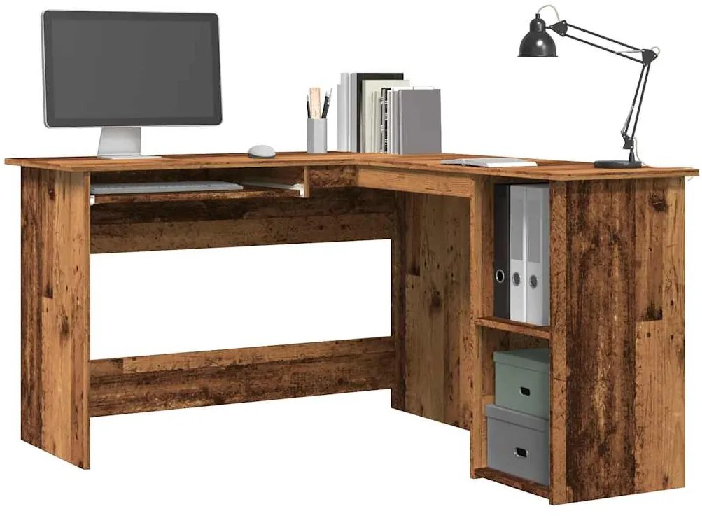 855900 vidaXL Ъглово бюро, старо дърво, 120x140x75 см, инженерно дърво