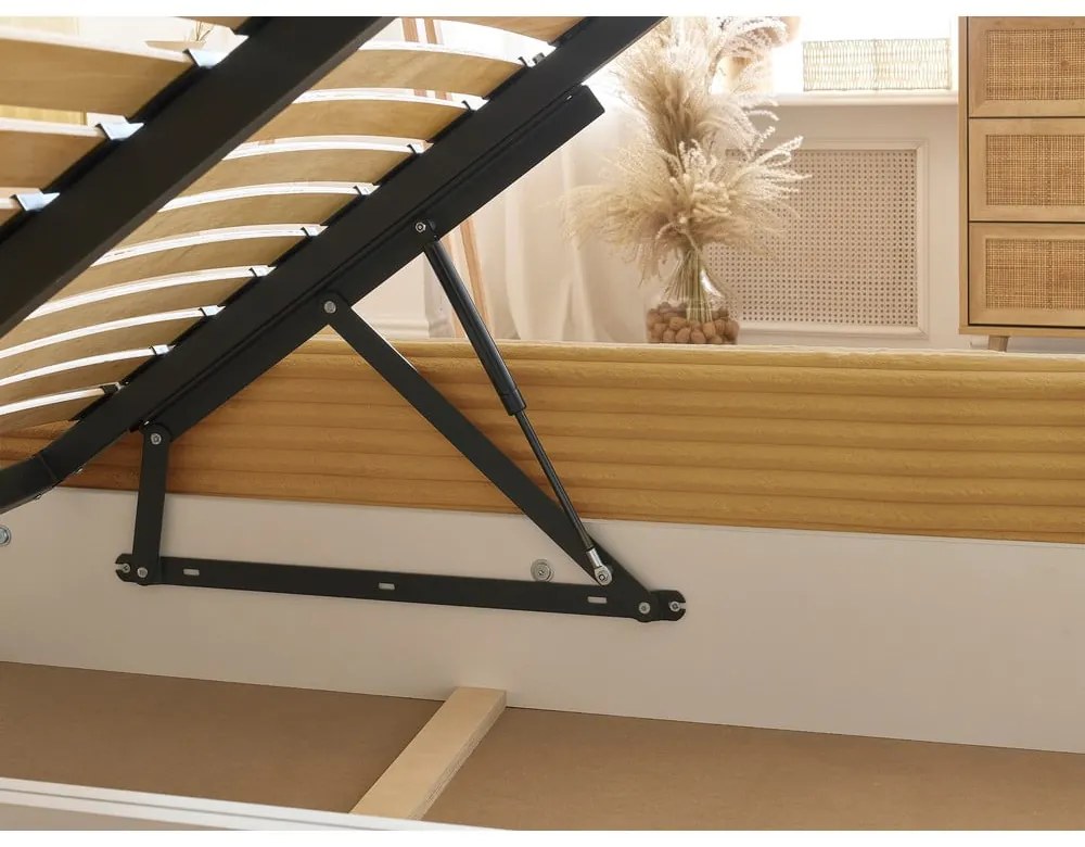 Жълто двойно тапицирано легло с място за съхранение с включена подматрачна рамка 160x200 cm Jade – Bobochic Paris